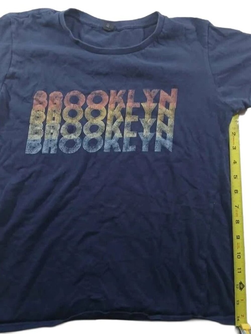 Women's Medium Navy Blue Short Sleeve Brooklyn Logo Themed T-Shirt